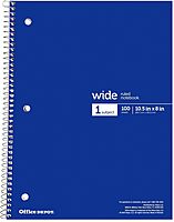 Office Depot® Wirebound Notebooks, 8" x 10-1/2", 1 Subject, Wide Ruled, 100 Sheets, Assorted Colors, Pack Of 6 Notebooks