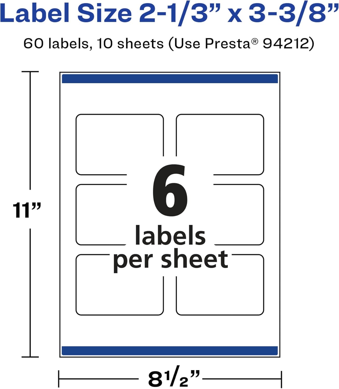 Avery Glossy White Rectangle Labels, Sure Feed Technology, 2-1/3" x 3-3/8", Print-to-The-Edge, Permanent Adhesive