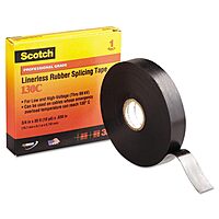 3M Scotch 130C Linerless High Voltage Rubber Splicing Tape, 3/4 in x 30 ft, Self-Fusing Electrical Insulation Tape, Black