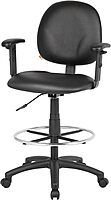 Boss Office Products B1691-CS Stand Up Caressoft Drafting Stool with Adjustable Arms in Black Black Vinyl Adjustable Arms