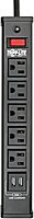 Tripp Lite 5 Outlet Surge Protector Power Strip, 6ft Cord, 450 Joules, 2 USB Charging Ports, Led, $10K Insurance (TLM526USBB), 14.25in. X 4.75in. X 2.00in,Black
