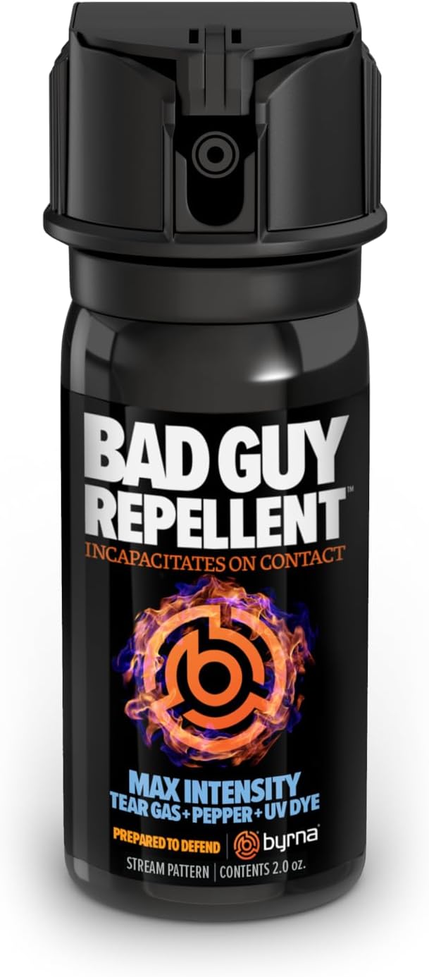 BYRNA BGR MAX Pepper Spray + Tear Gas | Attacker Tracker UV Dye | Military Strength Self-Defense Stream Spray
