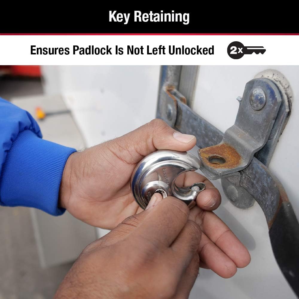 Master Lock 40KADPF Round Padlock with Shielded Shackle, Stainless Steel