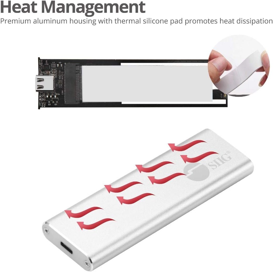 SIIG USB C Nvme SSD Portable Enclosure, 10Gbps USB 3.1 Gen 2 to NVMe SSD