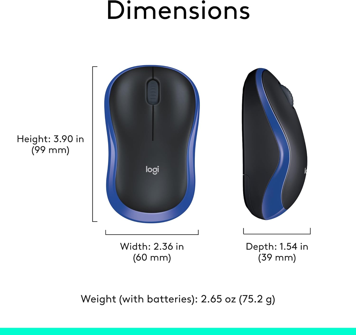 LOGITECH M185 Wireless Mouse, 2.4GHz with USB Nano Receiver, 1000 DPI, Ambidextrous