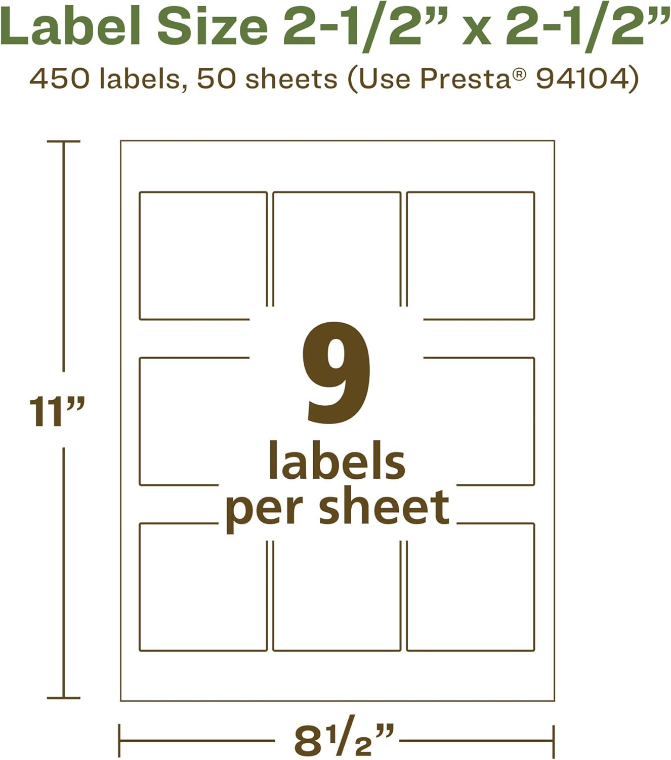 AVERY EcoFriendly Matte White Recycled Square Labels 2.5" x 2.5"