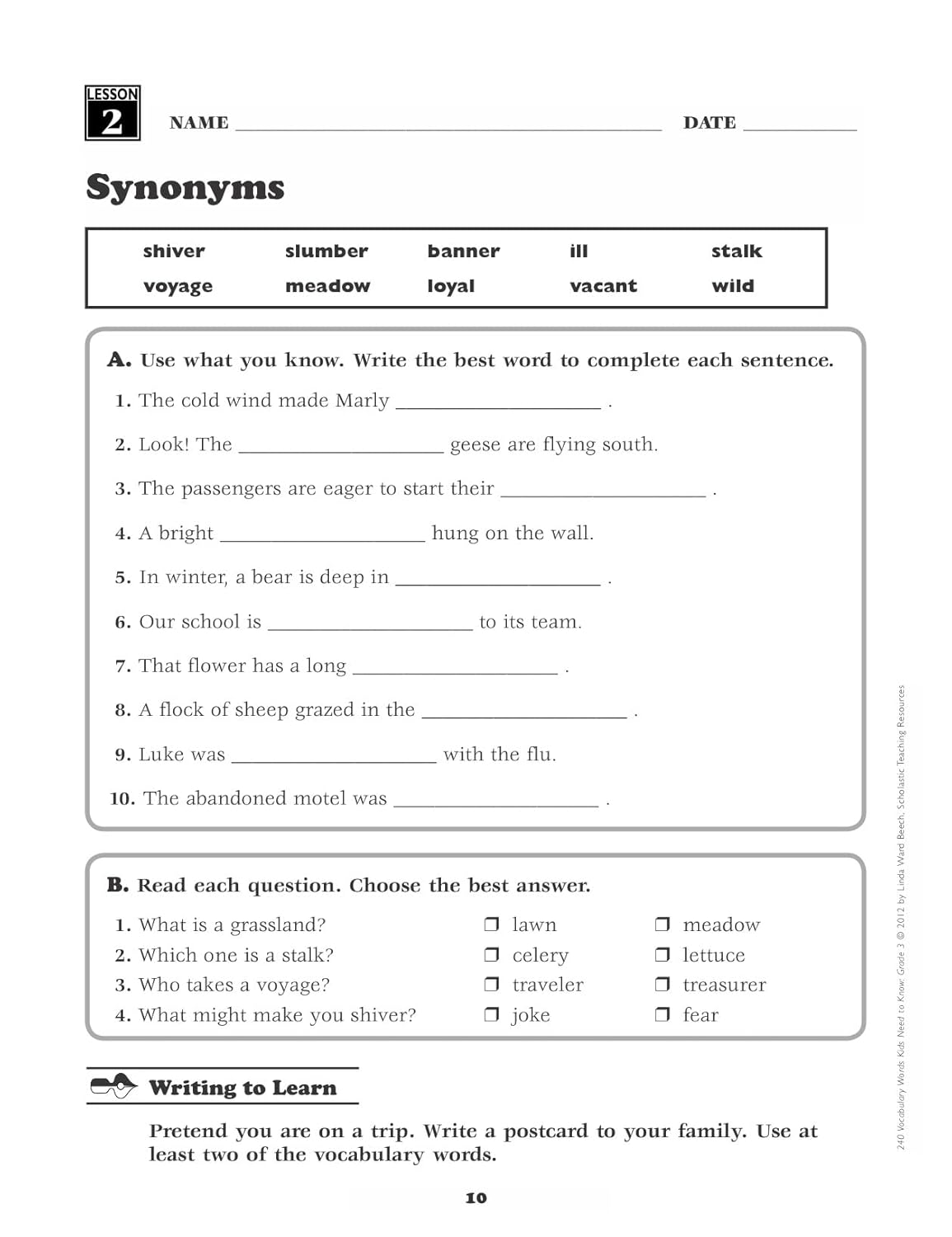 240 Vocabulary Words Kids Need to Know: Grade 3: 24 Ready-to-reproduce Packets That Make Vocabulary Building Fun & Effective