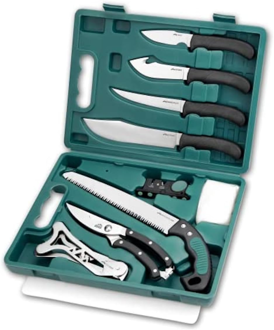 OUTDOOR EDGE Game-Pro 11-Piece Butcher Knife Set | Caping & Boning Knives, Deer Skinning Knife, Bone Saw, Game Shears