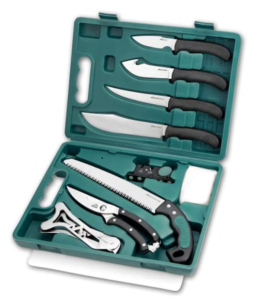 OUTDOOR EDGE Game-Pro 11-Piece Butcher Knife Set | Caping & Boning Knives, Deer Skinning Knife, Bone Saw, Game Shears