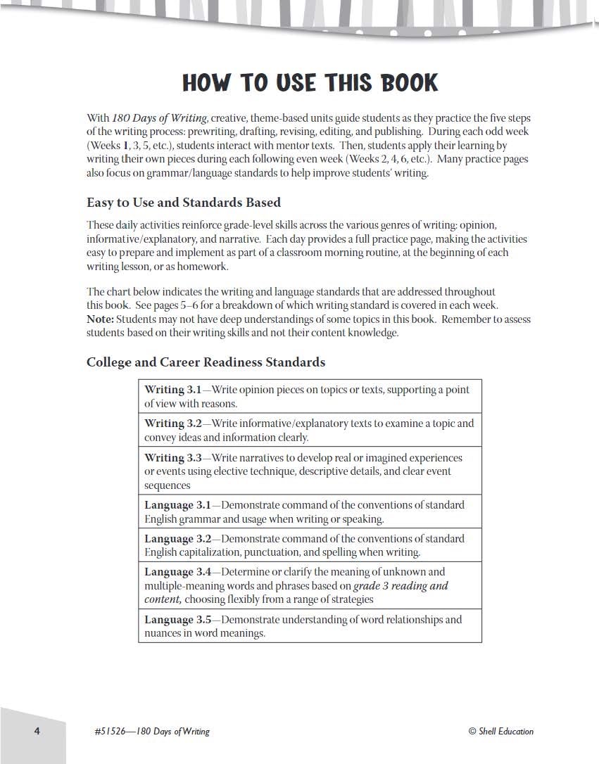 180 Days of Writing for Third Grade - An Easy-to-Use Third Grade Writing Workbook to Practice and Improve Writing Skills