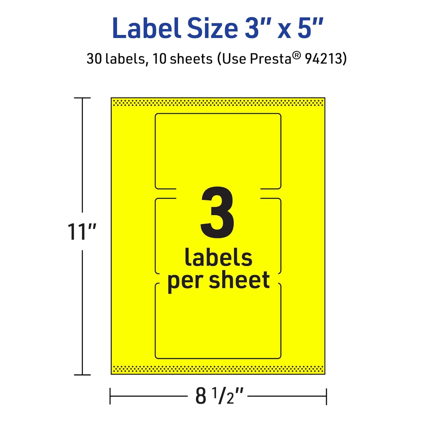 Avery Printable Rectangle Labels, Sure Feed Technology, 3" x 5", Neon Yellow Labels, Print-to-The-Edge