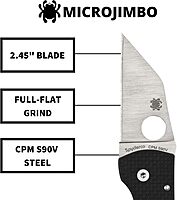 Spyderco MicroJimbo Folding Pocket Knife - CPM S90V Steel with Carbon Fiber Handle, PlainEdge - C264CFP