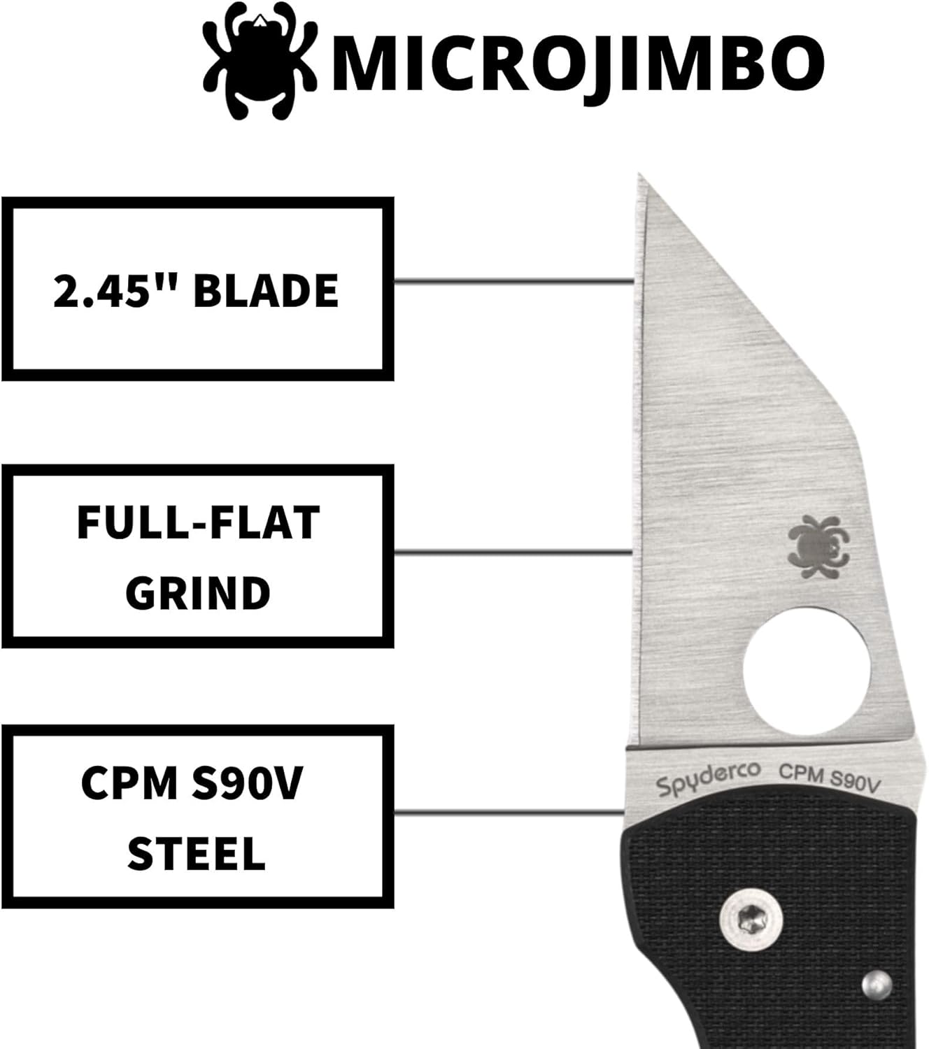 Spyderco MicroJimbo Folding Pocket Knife - CPM S90V Steel with Carbon Fiber Handle, PlainEdge - C264CFP