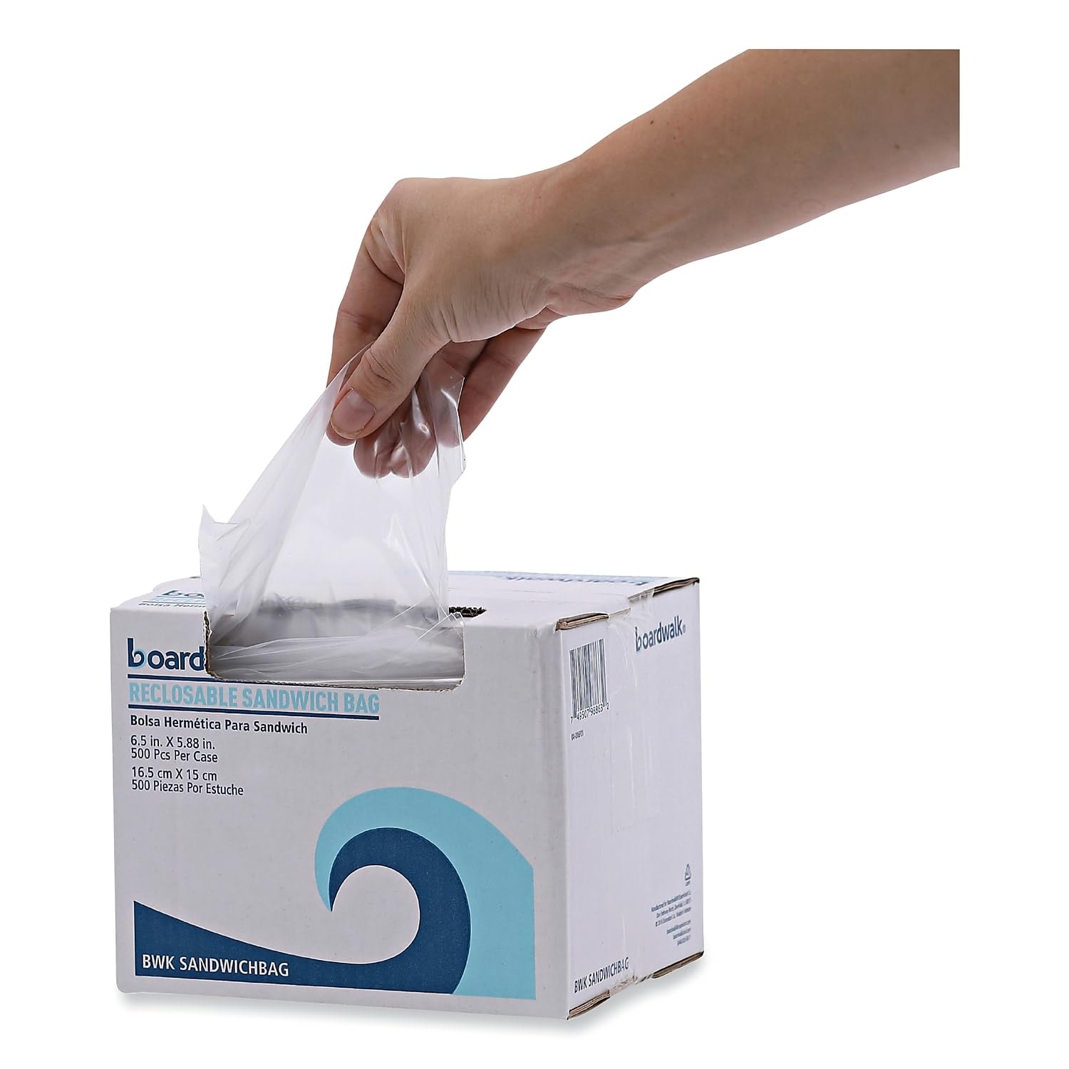 Boardwalk BWKSANDWICHBAG 1.15 mil 6.5 in. x 5.8 in. Reclosable Food Storage Sandwich Bags - Clear (500/Box)