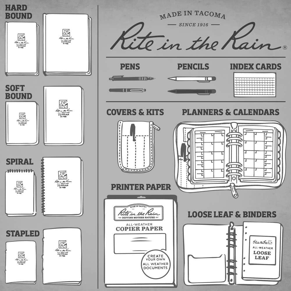 Rite in the Rain Weatherproof Legal Pad, 8.5" x 11", Gray Cover, Legal Pattern (No. LP785) 1 Pack