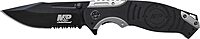 Smith & Wesson M&P SWMP13GS 8.2in High Carbon S.S. Folding Knife with 3.5in Serrated Clip Point Blade and Aluminum Handle for Outdoor, Tactical, Survival and EDC,Black