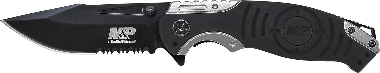 Smith & Wesson M&P SWMP13GS 8.2in High Carbon S.S. Folding Knife with 3.5in Serrated Clip Point Blade and Aluminum Handle
