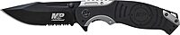 Smith & Wesson M&P SWMP13GS 8.2in High Carbon S.S. Folding Knife with 3.5in Serrated Clip Point Blade and Aluminum Handle for Outdoor, Tactical, Survival and EDC,Black