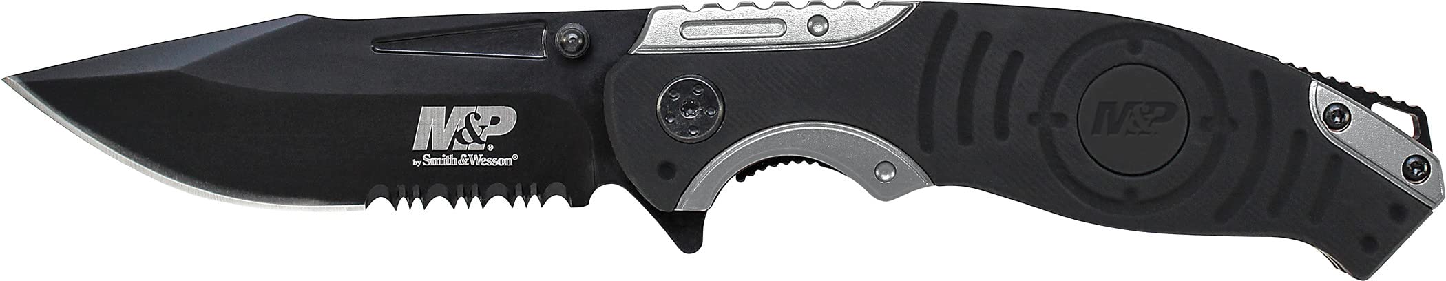 Smith & Wesson M&P SWMP13GS 8.2in High Carbon S.S. Folding Knife with 3.5in Serrated Clip Point Blade and Aluminum Handle