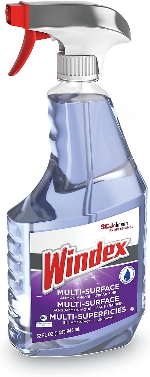 Windex Non-Ammoniated Cleaner - 32 fl oz (1 quart) - Non Ammoniated, Streak-free, Refillable - Purple Trigger Bottle - 1 Each
