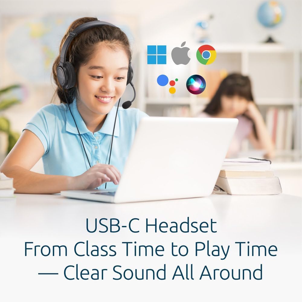 KENSINGTON Classic EQ USB-C Headset with Mic and Volume Control
