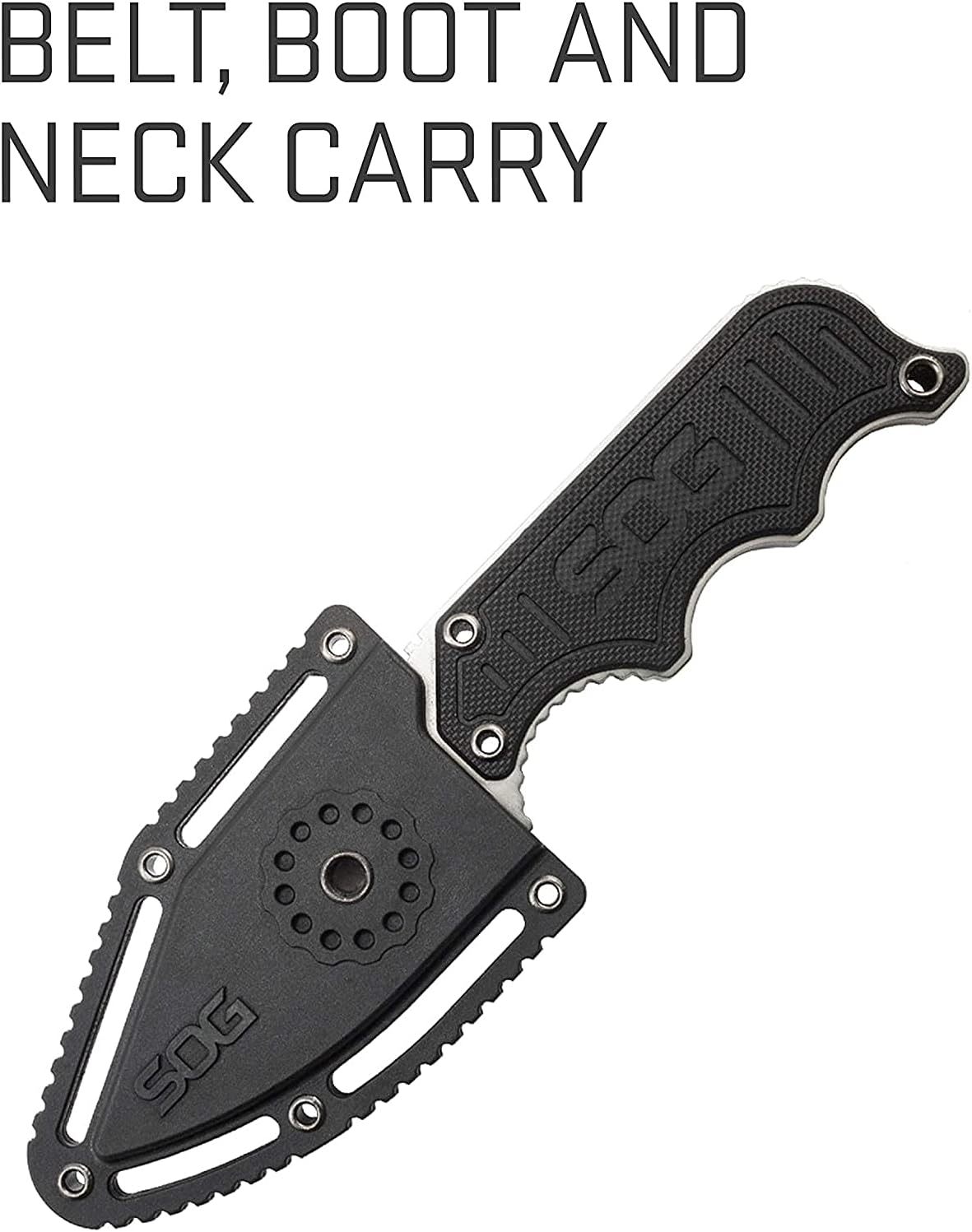 SOG Small Fixed Blade Knife - Instinct Boot Knife, EDC Knife, Neck Knife, 2.3 Inch Full Tang Blade w/ Knife Sheath and Clip