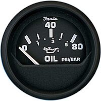 FARIA BEEDE 12803 Euro Black 2" Oil Pressure Gauge (80 PSI)