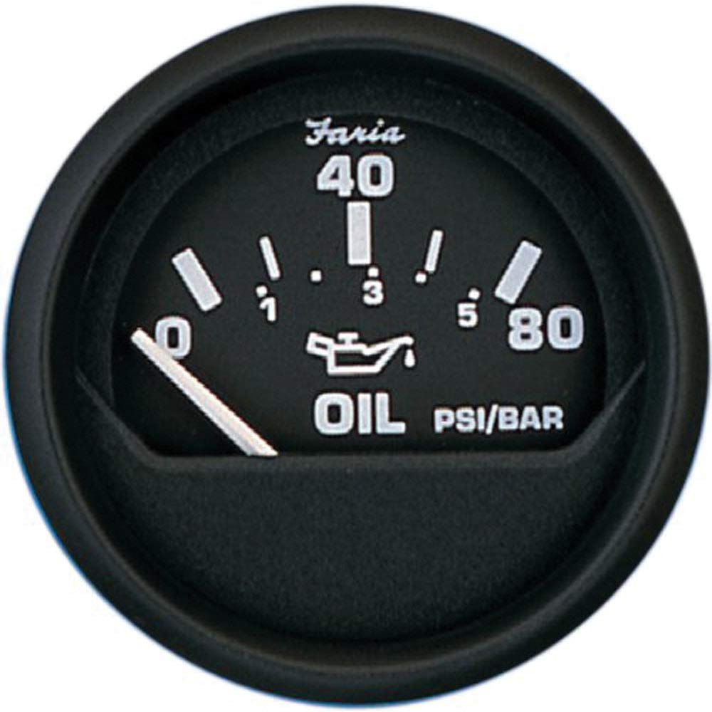 FARIA BEEDE 12803 Euro Black 2" Oil Pressure Gauge (80 PSI)