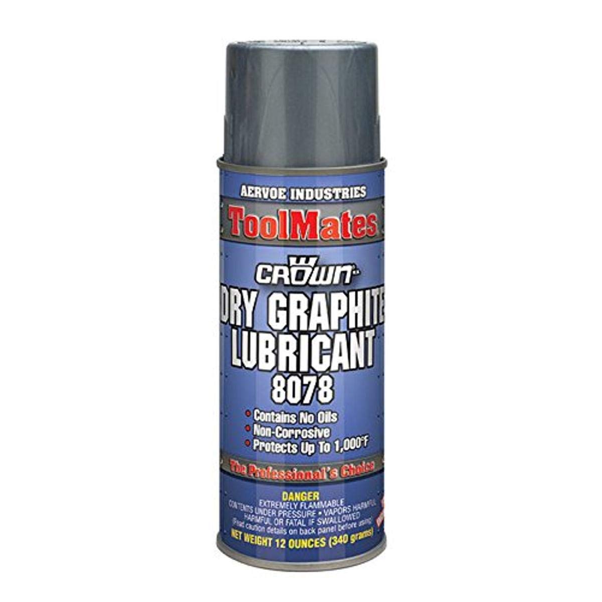 Aervoe Crown 8078 Dry Graphite Lube, 12 oz Aerosol - Pack of 12