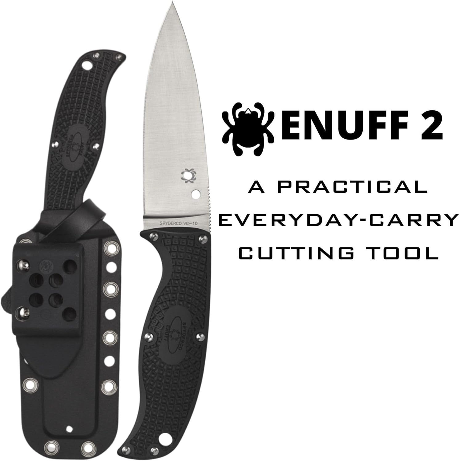 SPYDERCO Enuff 2 Fixed Blade Knife with FRN Handle and Polymer Sheath