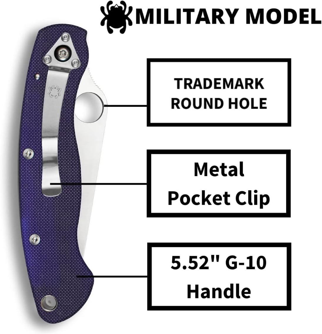 SPYDERCO Military Model Signature USA-Made Folding Tactical/Hunting Knife