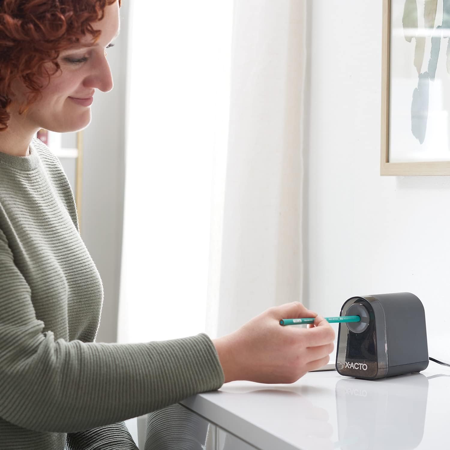 X-ACTO Pencil Sharpener, Mighty Mite Electric Pencil Sharpener, With Pencil Saver®, SafeStart® Motor, Black, 1 Count - Home