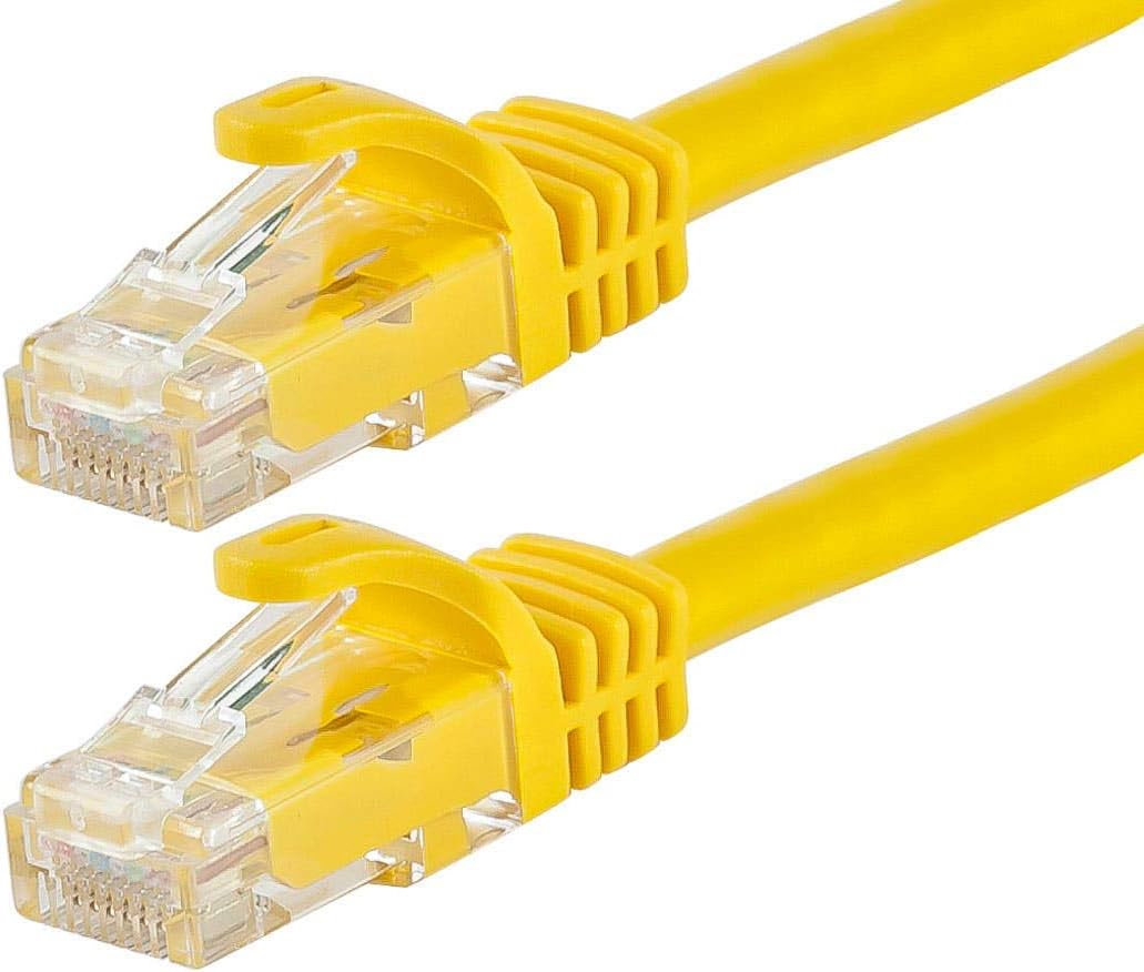 Monoprice Cat5e Ethernet Patch Cable - Snagless RJ45, Stranded, 350Mhz, UTP, 24AWG, 7 Feet, Yellow - Flexboot Series