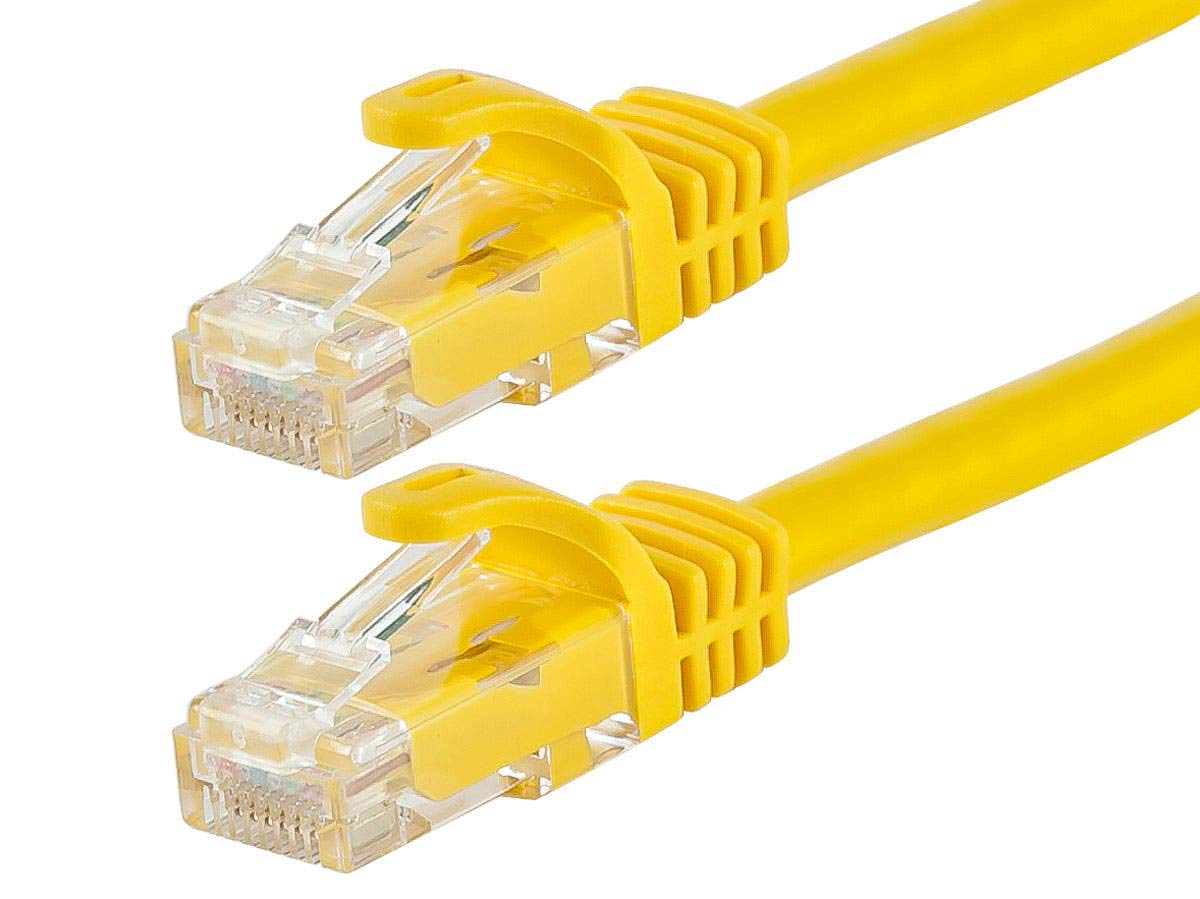 Monoprice Cat5e Ethernet Patch Cable - Snagless RJ45, Stranded, 350Mhz, UTP, 24AWG, 7 Feet, Yellow - Flexboot Series