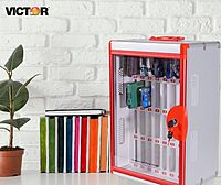 Victor Classroom Cell Phone Storage, 32 Slots Cell Phone Holder for Classroom, Wall Mounted Locker Storage Cabinet with Key Lock, Stores Multiple Different Phone Models