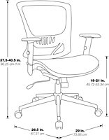 Office Star Mesh Seat and Back Office Task Chair with Lumbar Support and Height Adjustable Arms