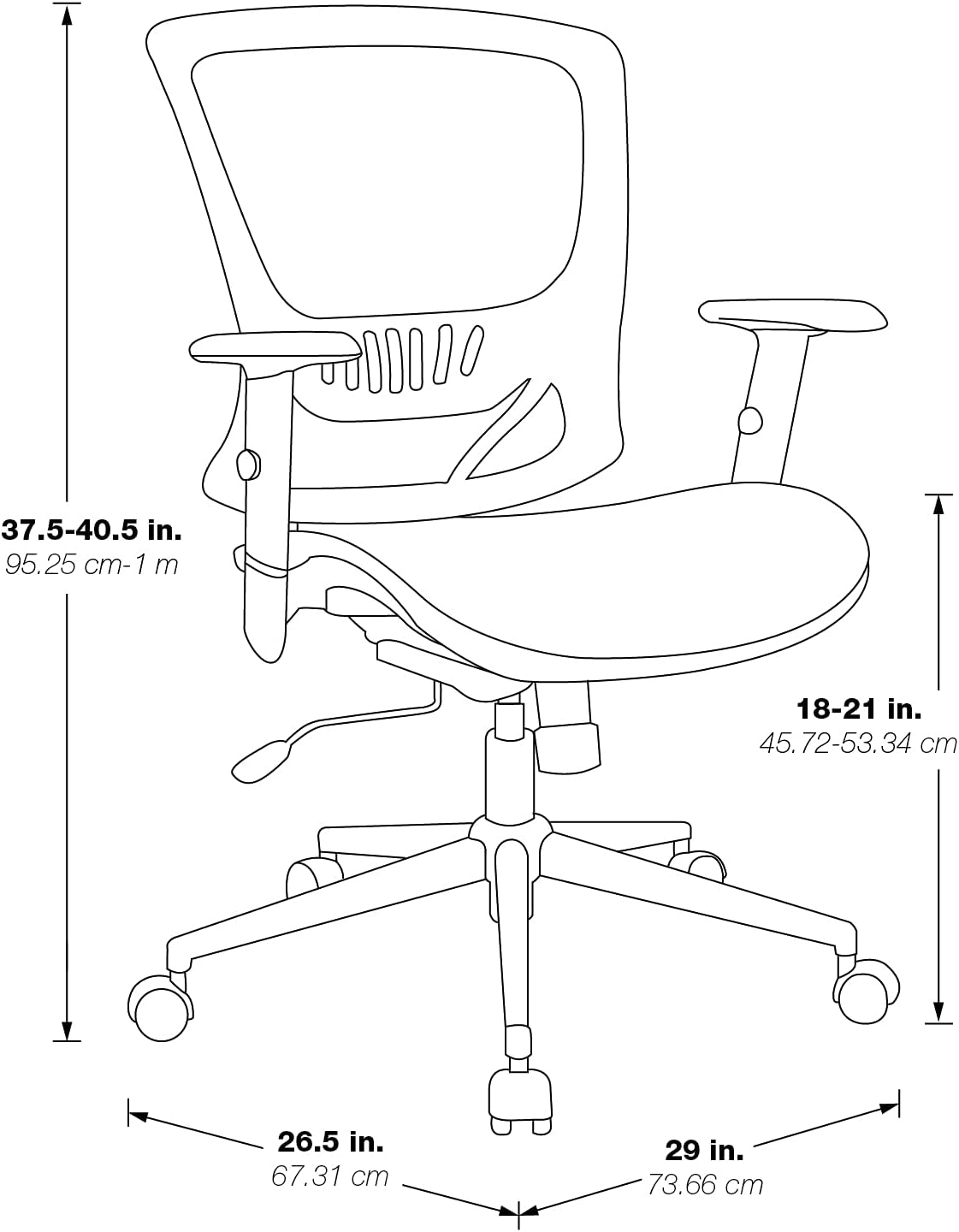 Office Star Mesh Seat and Back Office Task Chair with Lumbar Support and Height Adjustable Arms