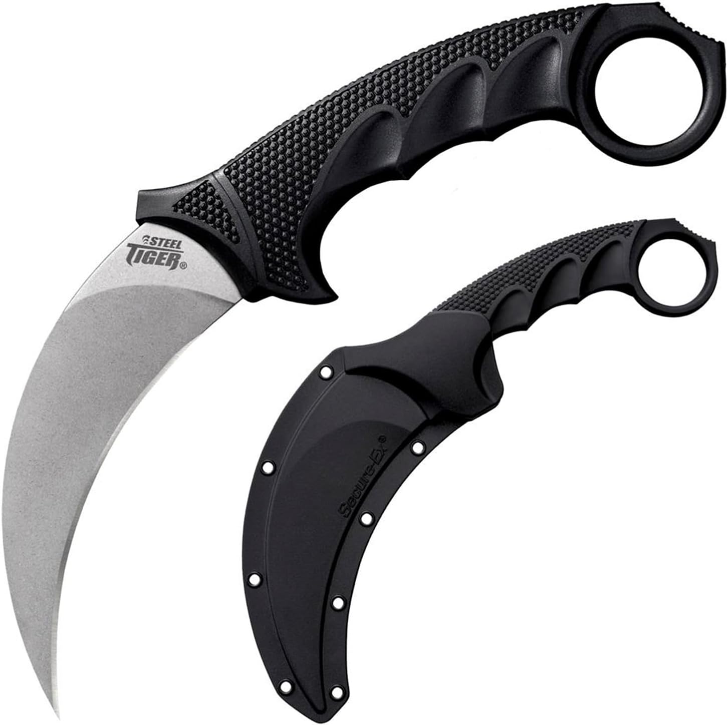 Cold Steel Steel Tiger 4.75'' Japanese Aus8A Stainless Steel W/ Stonewashed Finish Karambit Shape Fixed Blade Tactical