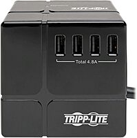 Tripp Lite 3 Outlet Surge Protector with USB, Detachable Wall Outlet Surge Protector, 6 USB Ports, 6 ft. Cord, 540 Joules, Black, TLP366CUBEUSBB