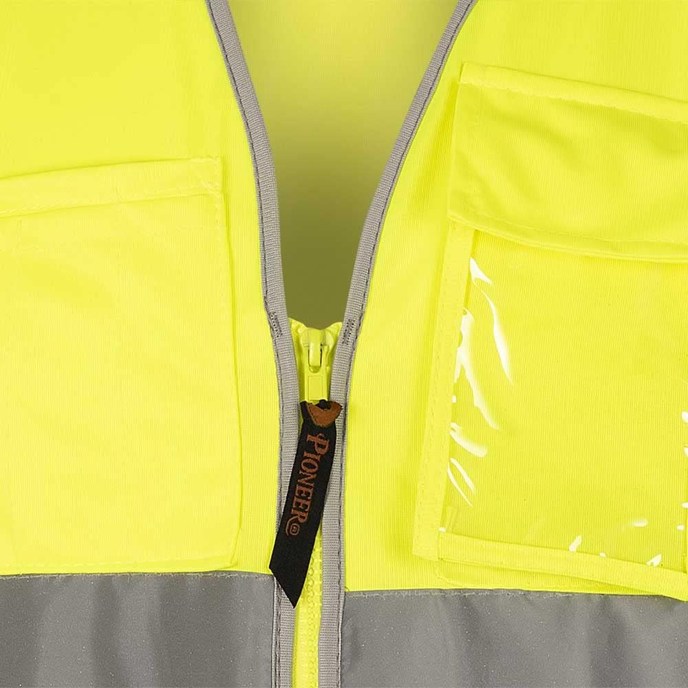 Pioneer Safety Vest - Hi Vis Reflective with 8 Pockets, Zipper Closure, ANSI/ISEA 107-2015 Class 2 Type P/R