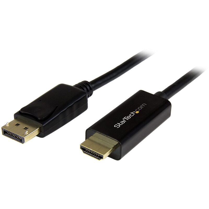 StarTech.com 3ft (1m) DisplayPort to HDMI Cable - 4K 30Hz - DisplayPort to HDMI Adapter Cable - DP 1.2 to HDMI Monitor Cable Converter - Latching DP Connector - Passive DP to HDMI Cord (DP2HDMM1MB)