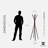 Adesso Toby Coat Rack, 68.25" T x 16.5" W x 16.5" D, Walnut