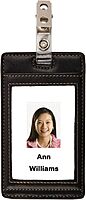 FORAY Office Depot Brand Faux Leather ID Badge Holder, Vertical, Black/Tan