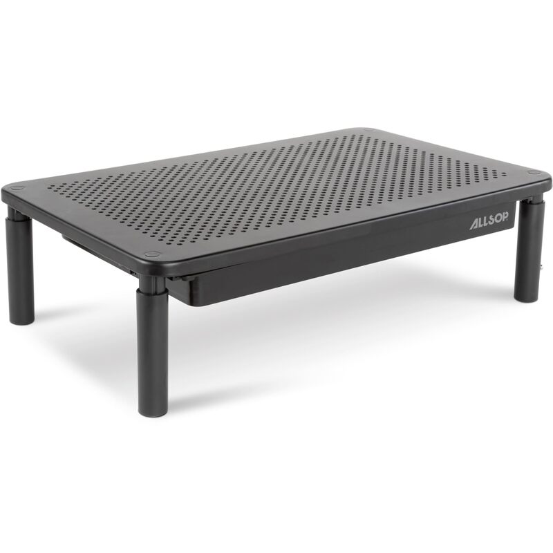 Allsop Metal Art Tri Level Stand, for 27" Monitors, 14.5" X 9.25" X 4.13" to 5.75", Black, Supports 30 Lb