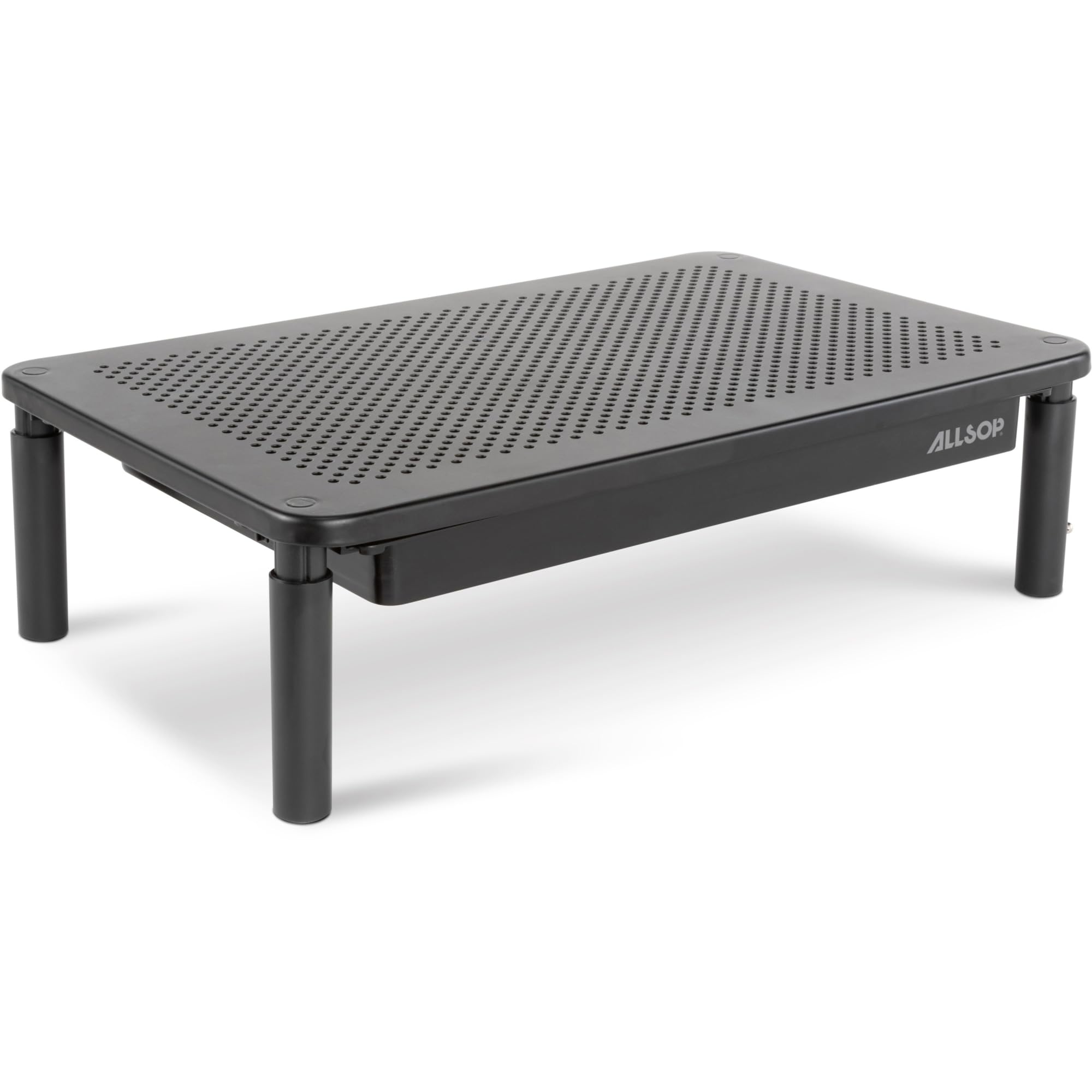 Allsop Metal Art Tri Level Stand, for 27" Monitors, 14.5" X 9.25" X 4.13" to 5.75", Black, Supports 30 Lb