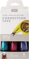 Office Depot Side-Application Correction Tape, 1 Line x 394in., Assorted Colors, Pack Of 6, 10847