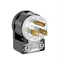Leviton 30 Amp, 125 Volt, NEMA L5-30P, 2P, 3W, Locking Plug, Industrial Grade, Grounding, 2611, Black-White