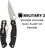 Spyderco Military 2 Folding Knife with 4-inch CPM S30V Steel Blade - Compact & G-10 Handle - Everyday Carry - PlainEdge - C36GP2