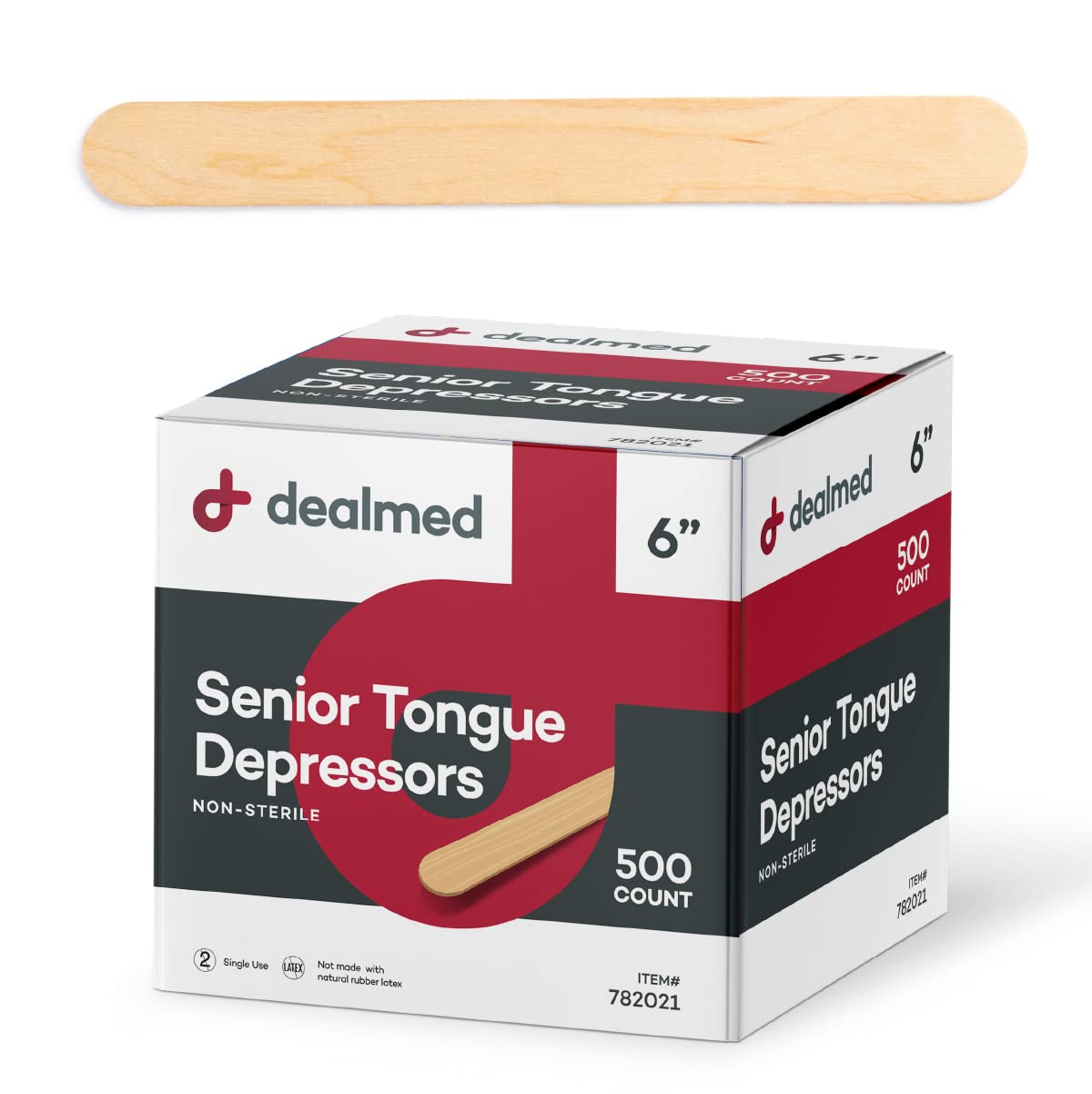 Dealmed 6” Senior Tongue Depressors – 500 Non-Sterile Wood Tongue Depressor Sticks for Crafts, Medical Practice