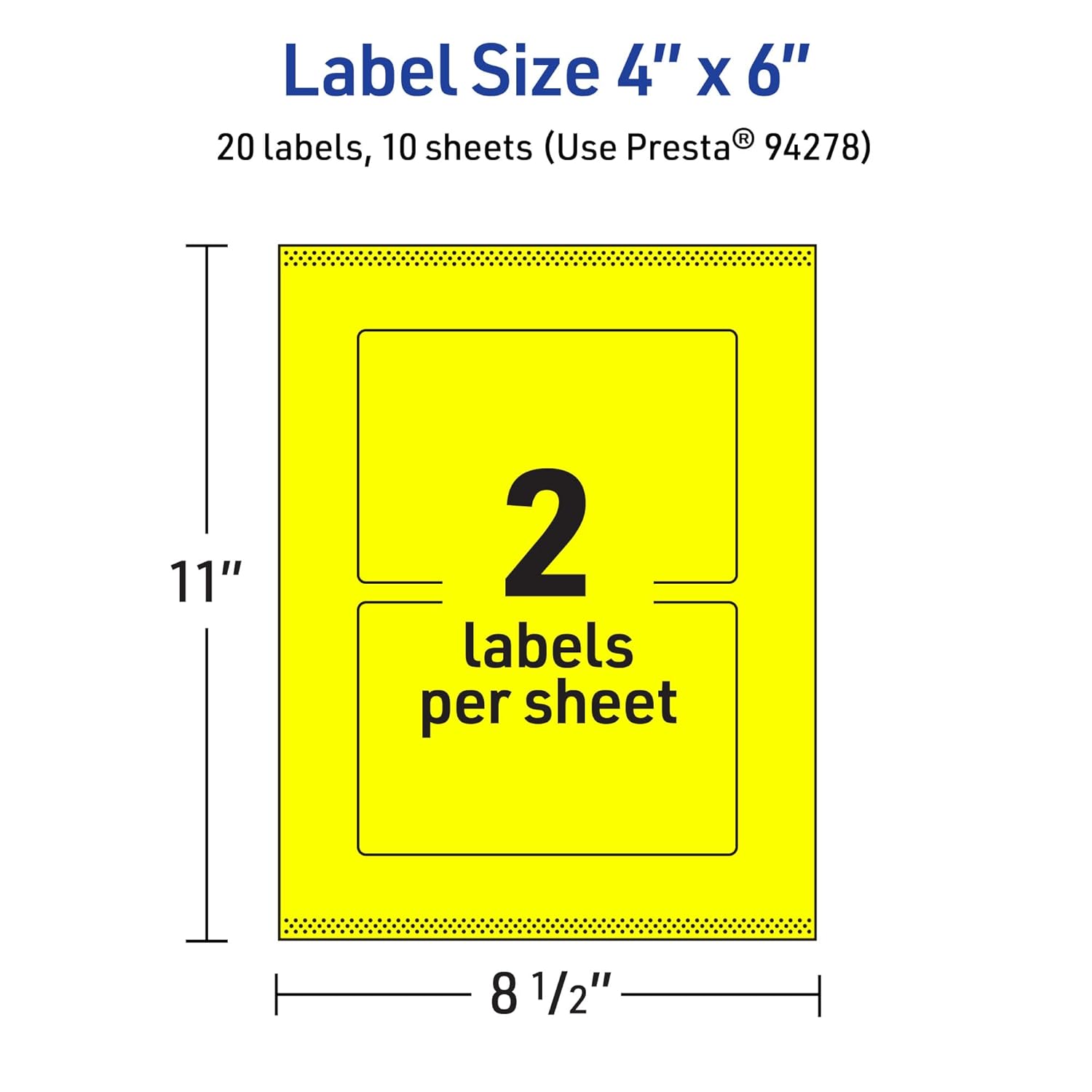 Avery Printable Rectangle Labels, Sure Feed Technology, 4 x 6, Neon Yellow, Print-to-The-Edge, Laser/Inkjet Printable
